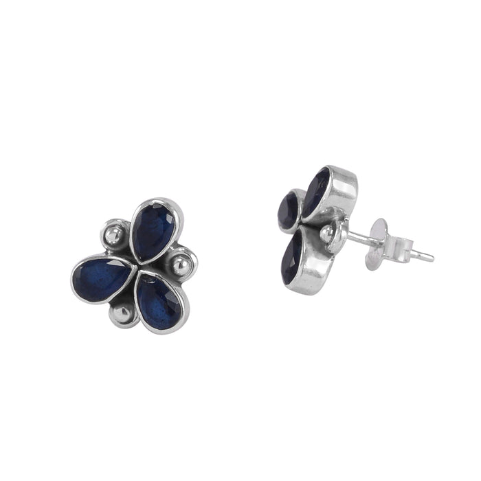 The Anish Silver Gemstone Earrings (Blue)