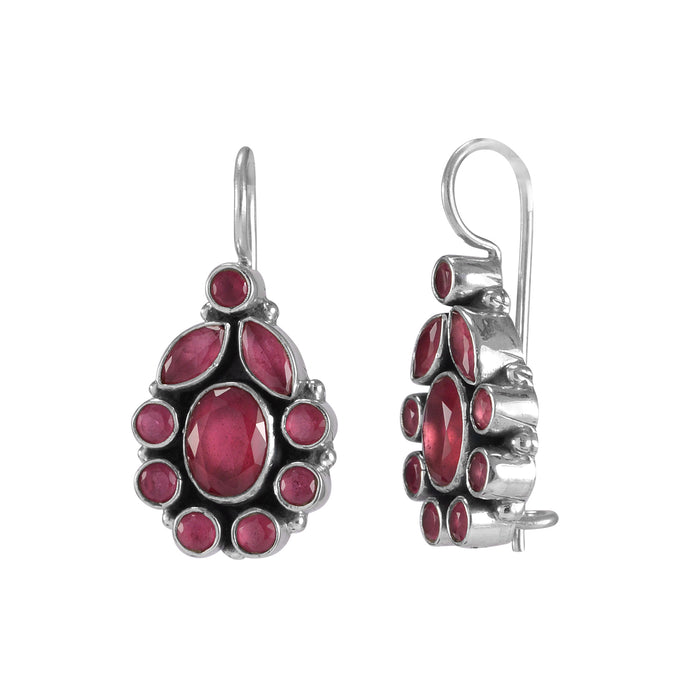 The Trishala Silver Gemstone Earrings (Red)