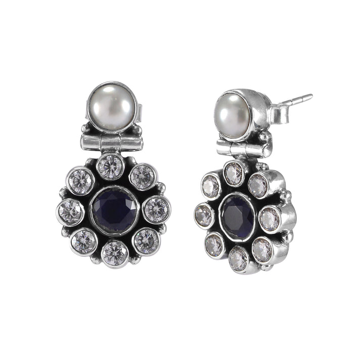 The Parisera Silver Gemstone Earrings (Black)