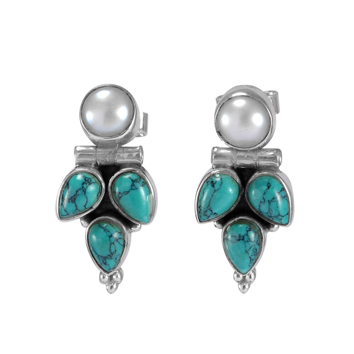 The Snigdha Silver Gemstone Earrings (Turquoise)