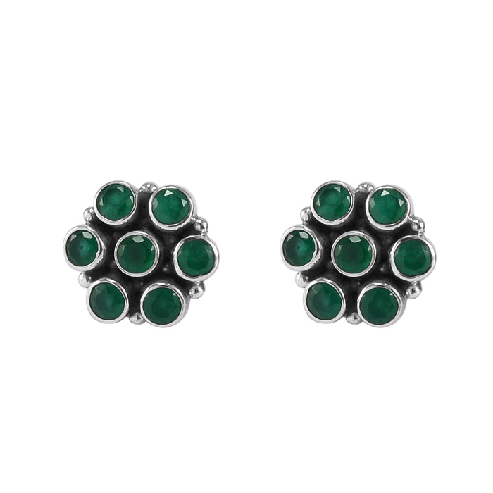 The Sharyva Silver Gemstone Earrings (Green/Red)