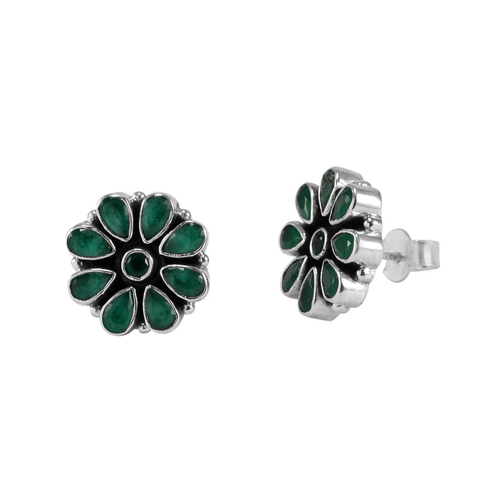The Adit Silver Gemstone Earrings (Green)