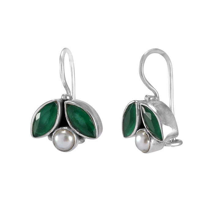 The Shyna Silver Gemstone Pendant Set(Green)