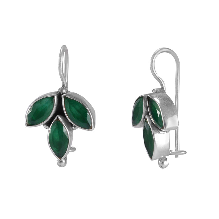 The Mrinal Silver Gemstone Pendant Set(Green)