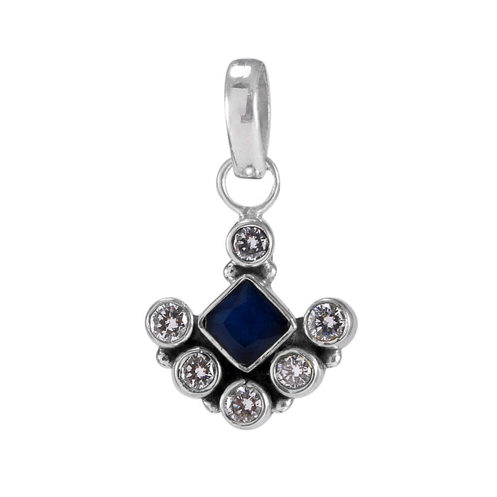 The Soma Silver Gemstone Pendant Set(Blue)