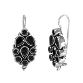 The Chaitali Silver Gemstone Earrings (Black)