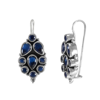 The Chaitali Silver Gemstone Earrings (Blue)