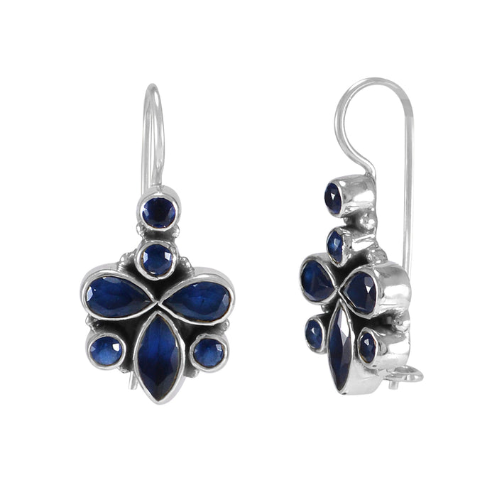 The Ruhi Silver Gemstone Earrings (Blue)