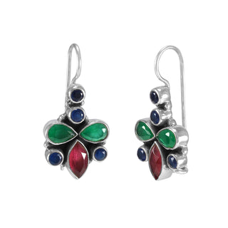 The Ruhi Silver Gemstone Earrings (Multicolour)