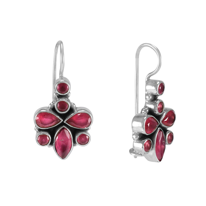 The Ruhi Silver Gemstone Earrings (Red)