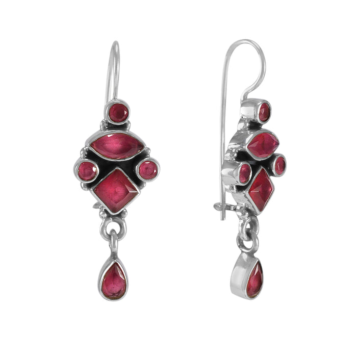 The Rahil Silver Gemstone Earrings (Red)