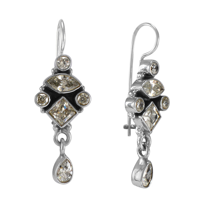 The Rahil Silver Gemstone Earrings (White)