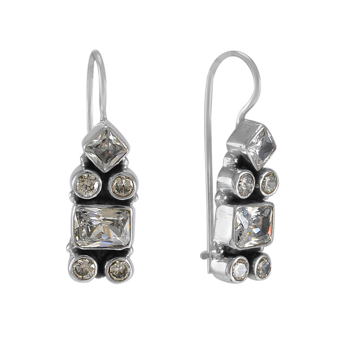 The Kahini Silver Gemstone Earrings (White)