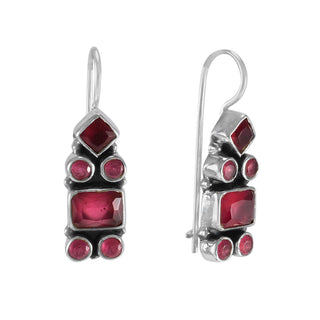 The Kahini Silver Gemstone Earrings (Red)