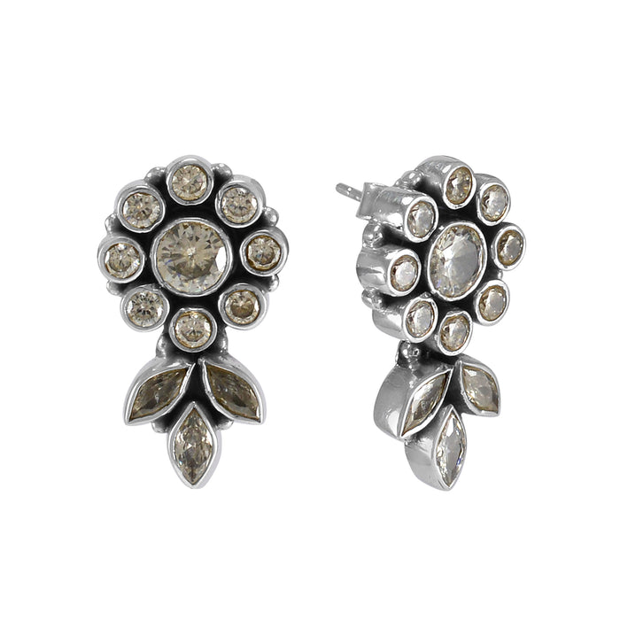 The Pritha Silver Gemstone Earrings (White)