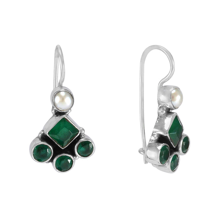 The Megh Silver Gemstone Pendant Set (Green)
