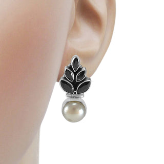 The Mridula Silver Gemstone Earrings (White)
