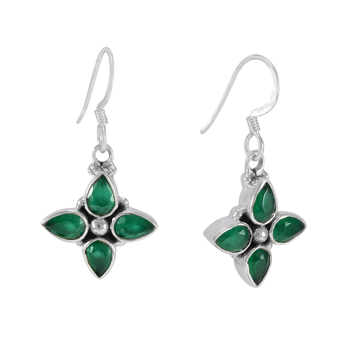 The Dyut Silver Gemstone Earrings (Green)
