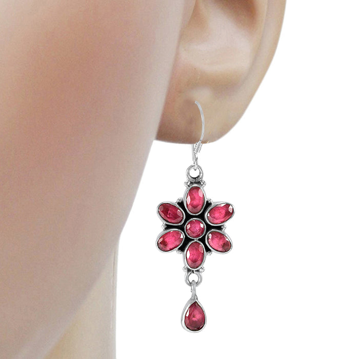 The Katha Silver Gemstone Earrings (Red)