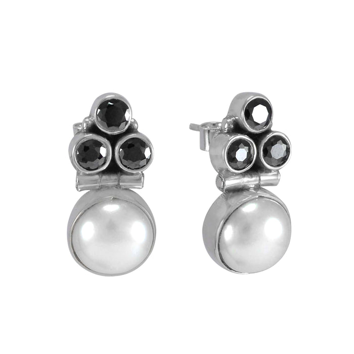 The Divit Silver Gemstone Earrings(Black)