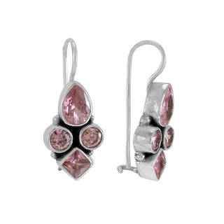 The Lalit Silver Gemstone Earrings (Pink)