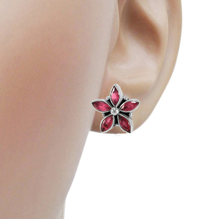 The Amita Silver Gemstone Ear-stud (Pink)