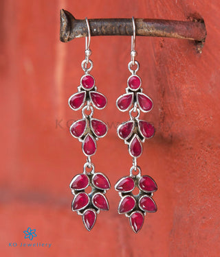 The Anusha Silver Gemstone Earrings- Red