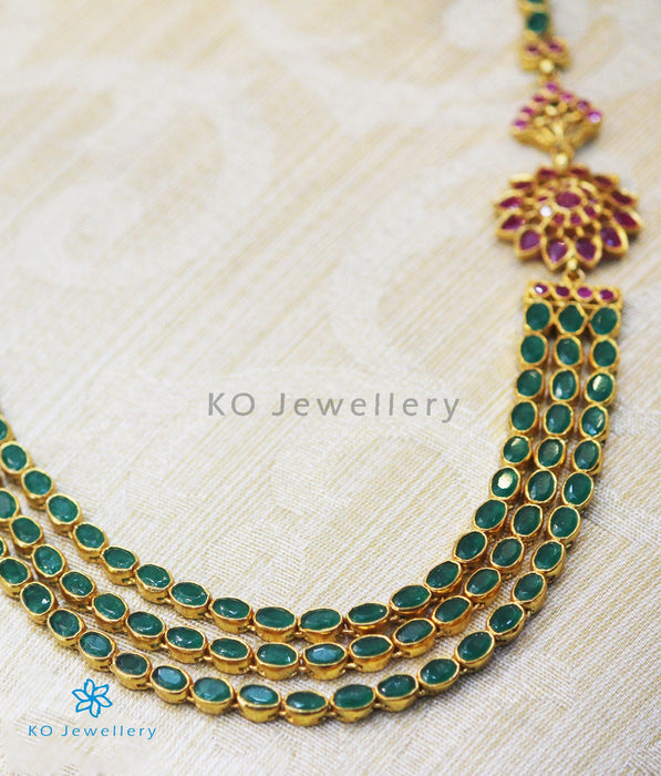The Aham Silver Layered Necklace (Green)