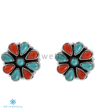 The Adit Silver Gemstone Earrings (Coral)