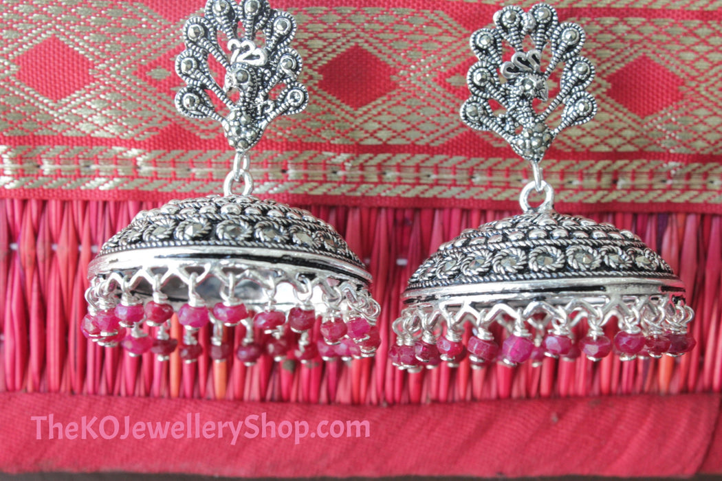 The Silver Peacock Jhumka - KO Jewellery