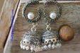 The Ardha-Chandra Silver Jhumka- Pearl - KO Jewellery