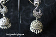 The Shimmering Swan Silver Jhumka-Pearl - KO Jewellery