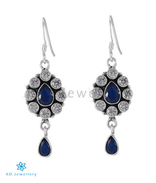 The Piali silver Gemstone Earrings (Blue)