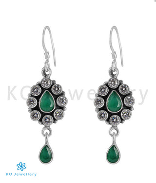 The Piali silver Gemstone Earrings (Green)