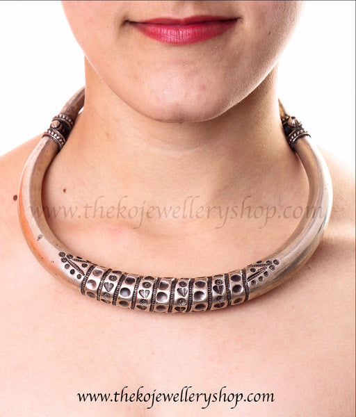 hand crafted silver openable necklace party wear
