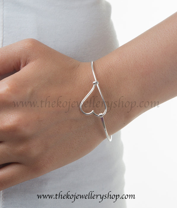 Hand crafted silver heart shape bracelet shop online