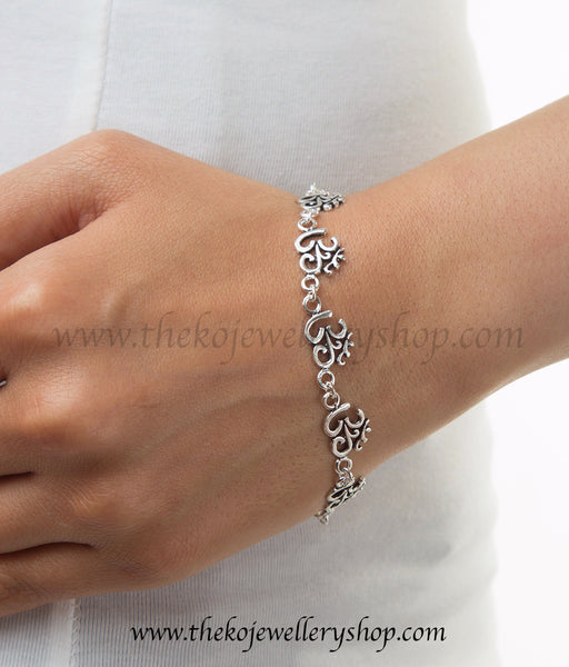 office wear silver om bracelet for women shop online
