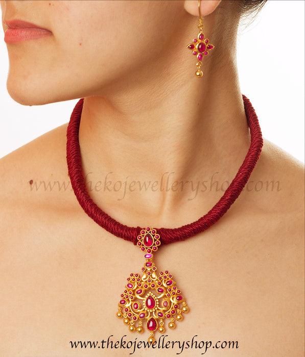 Buy online hand crafted gold plated silver necklace for women