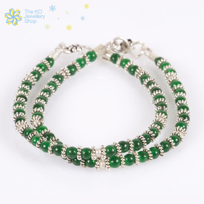The Green Silver Anklets (Kids) - KO Jewellery