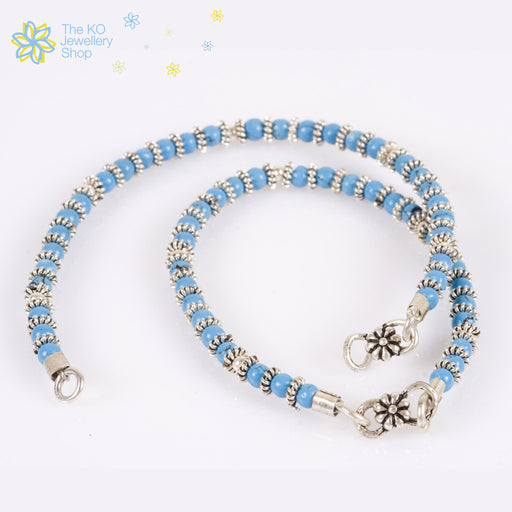  lovely Turquoise silver beads handmade anklets for kids