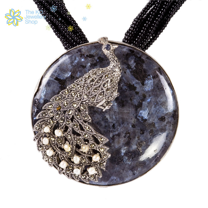 The White Peacock Silver Necklace - KO Jewellery
