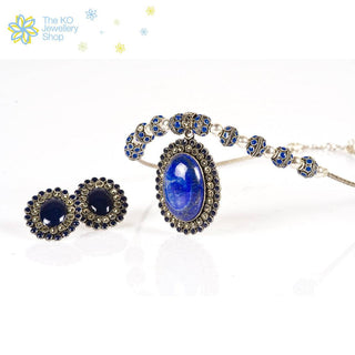 The Blues Necklace Set in Silver - KO Jewellery