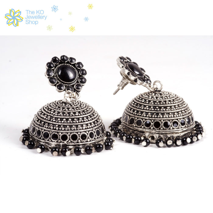 The Black Silver Jhumka - KO Jewellery