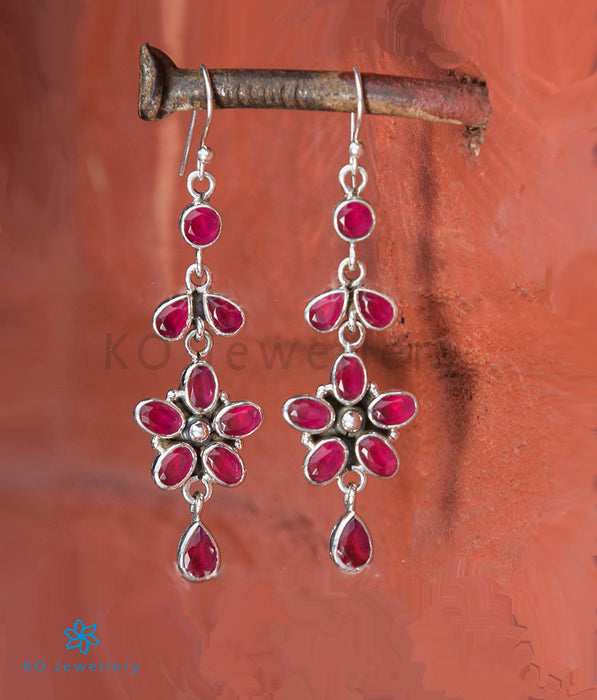 The Aria Silver Gemstone Earrings- Red