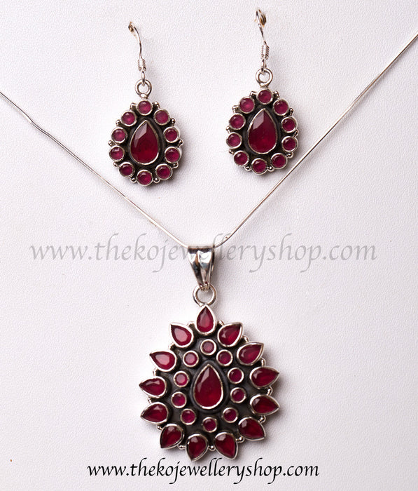 Hand crafted silver pendant set shop online