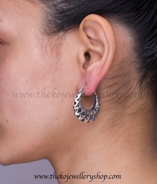 925 sterling silver angled hoops for women
