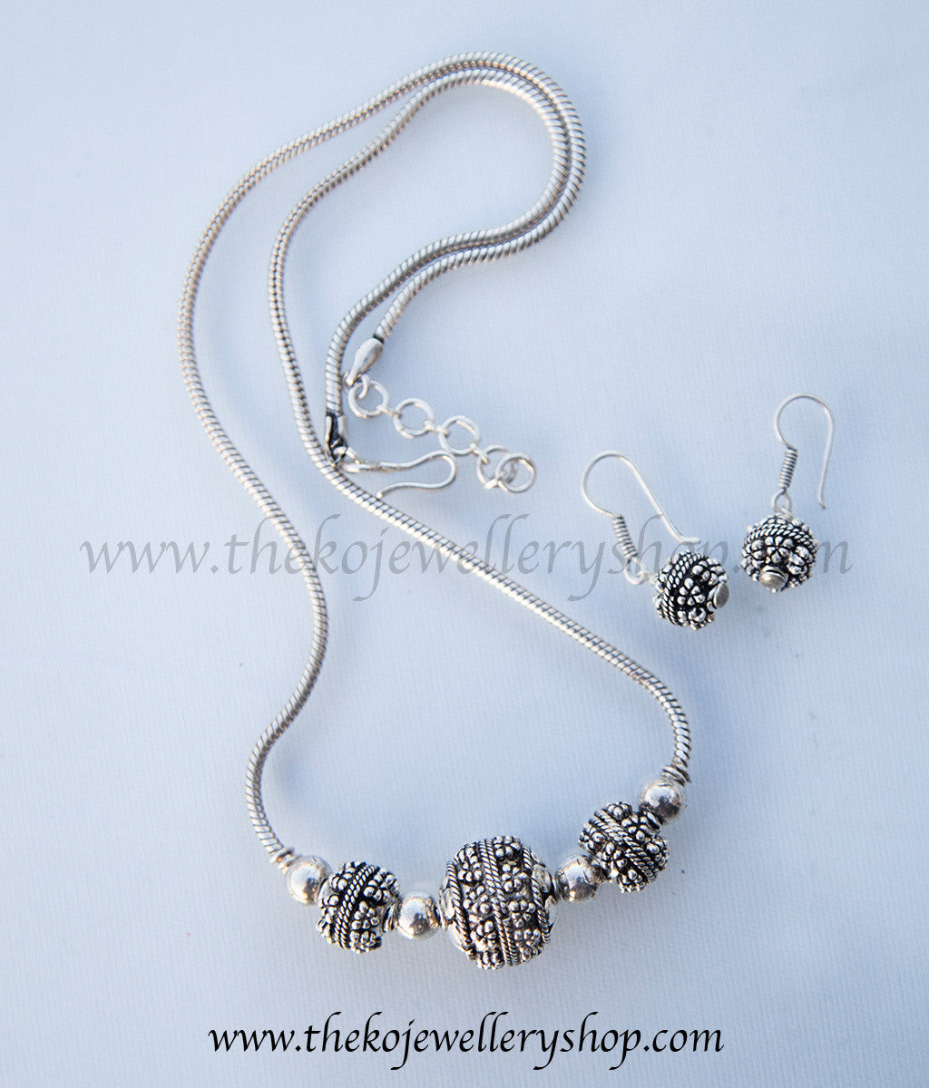 The Shaya Silver Gemstone Pendant Set (Black) — KO Jewellery