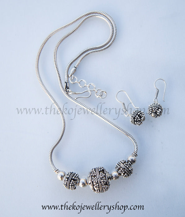 Online shopping pure silver necklace set for women