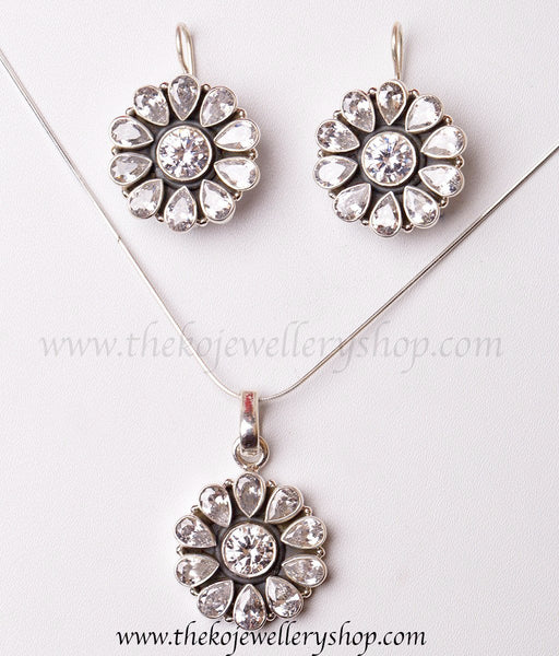 Online shopping pure silver pendant set for women
