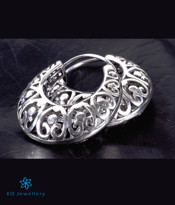 The Ornate Silver Hoop Earrings - KO Jewellery